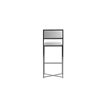 Amalfi X-Base Bar Stool in White Leather (Set of 2) - Ornate Home
