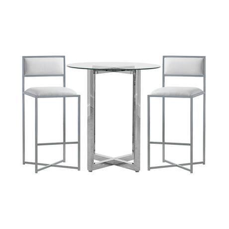 Amalfi X-Base Bar Stool in White Leather (Set of 2) - Ornate Home