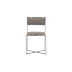 Amalfi X-Base Chair in Taupe Leather (Set of 2) - Ornate Home