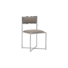 Amalfi X-Base Chair in Taupe Leather (Set of 2) - Ornate Home