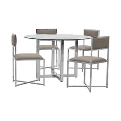 Amalfi X-Base Chair in Taupe Leather (Set of 2) - Ornate Home