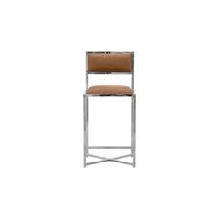 Amalfi X-Base Counter Stool in Cognac Leather (Set of 2) - Ornate Home