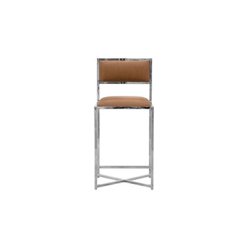 Amalfi X-Base Counter Stool in Cognac Leather (Set of 2) - Ornate Home