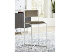 Amalfi X-Base Counter Stool in Taupe Leather (Set of 2) - Ornate Home