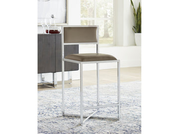 Amalfi X-Base Counter Stool in Taupe Leather (Set of 2) - Ornate Home