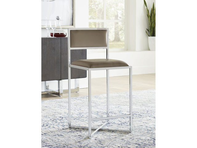 Amalfi X-Base Counter Stool in Taupe Leather (Set of 2) - Ornate Home