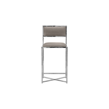 Amalfi X-Base Counter Stool in Taupe Leather (Set of 2) - Ornate Home