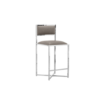 Amalfi X-Base Counter Stool in Taupe Leather (Set of 2) - Ornate Home