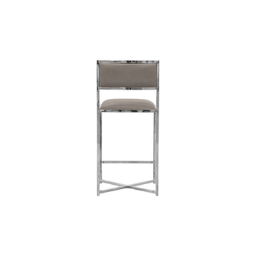 Amalfi X-Base Counter Stool in Taupe Leather (Set of 2) - Ornate Home