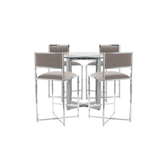 Amalfi X-Base Counter Stool in Taupe Leather (Set of 2) - Ornate Home