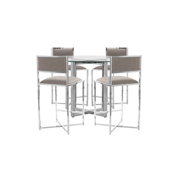 Amalfi X-Base Counter Stool in Taupe Leather (Set of 2) - Ornate Home
