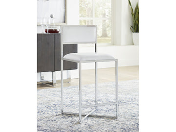 Amalfi X-Base Counter Stool in White Leather (Set of 2) - Ornate Home