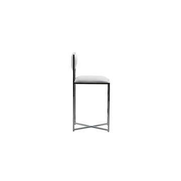 Amalfi X-Base Counter Stool in White Leather (Set of 2) - Ornate Home