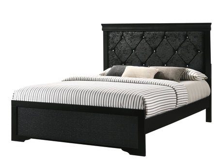 Amalia Black King Upholstered Panel Bed - Ornate Home