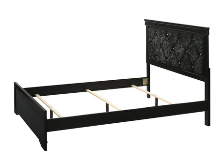 Amalia Black King Upholstered Panel Bed - Ornate Home