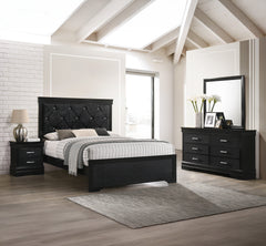 Amalia Black King Upholstered Panel Bed - Ornate Home