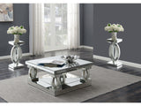 Amalia Silver 3-piece Mirrored Coffee and End Table Set - Ornate Home