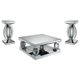 Amalia Silver 3-piece Mirrored Coffee and End Table Set - Ornate Home