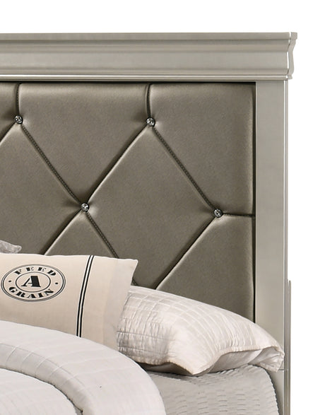 Amalia Silver King Upholstered Panel Bed - Ornate Home