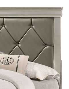 Amalia Silver Twin Upholstered Panel Bed - Ornate Home