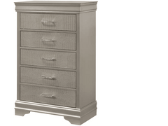 Amalia Silver Upholstered Panel Bedroom Set - Ornate Home