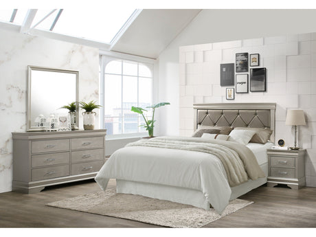 Amalia Silver Upholstered Panel Bedroom Set - Ornate Home