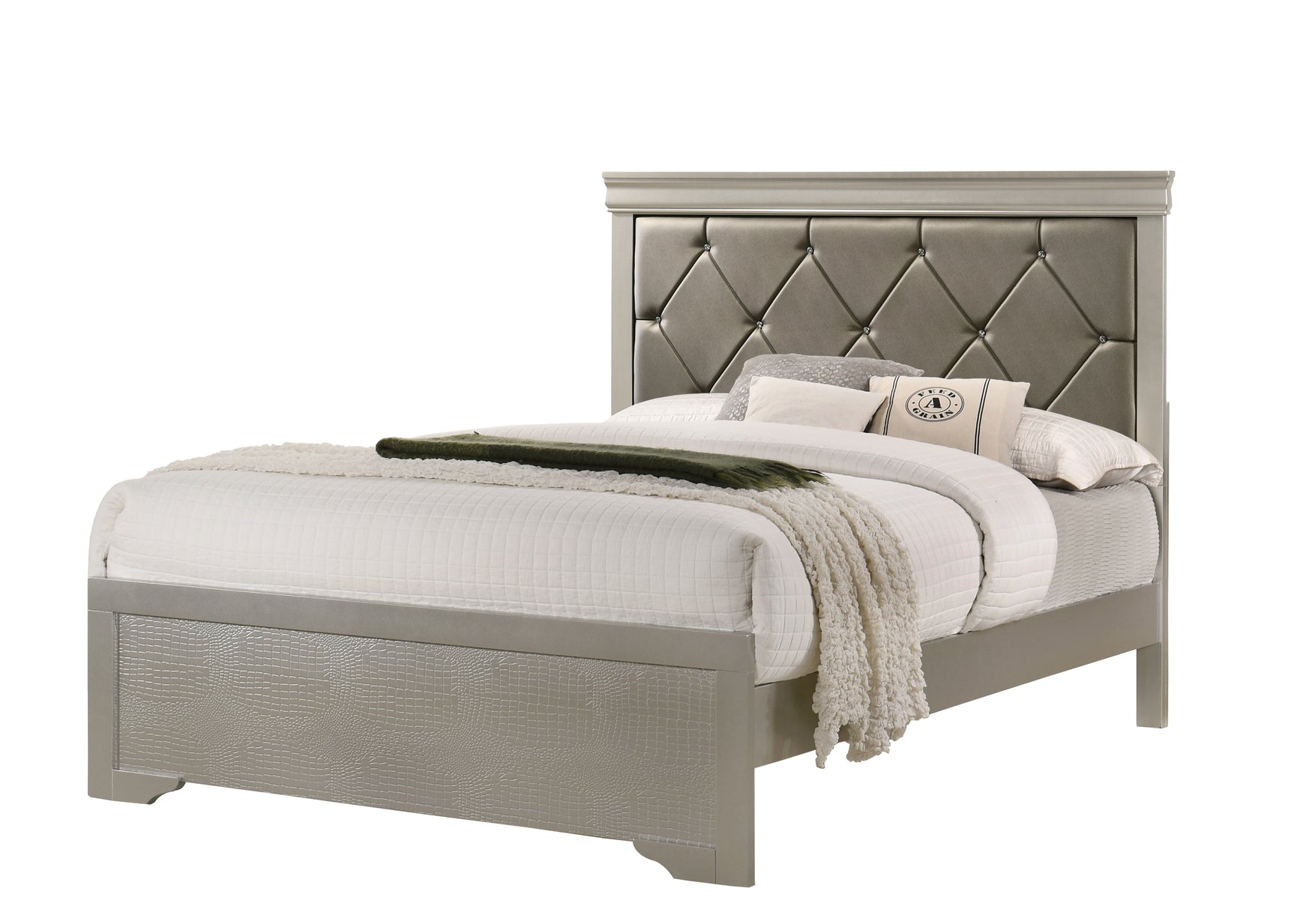 Amalia Silver Upholstered Panel Youth Bedroom Set - Ornate Home