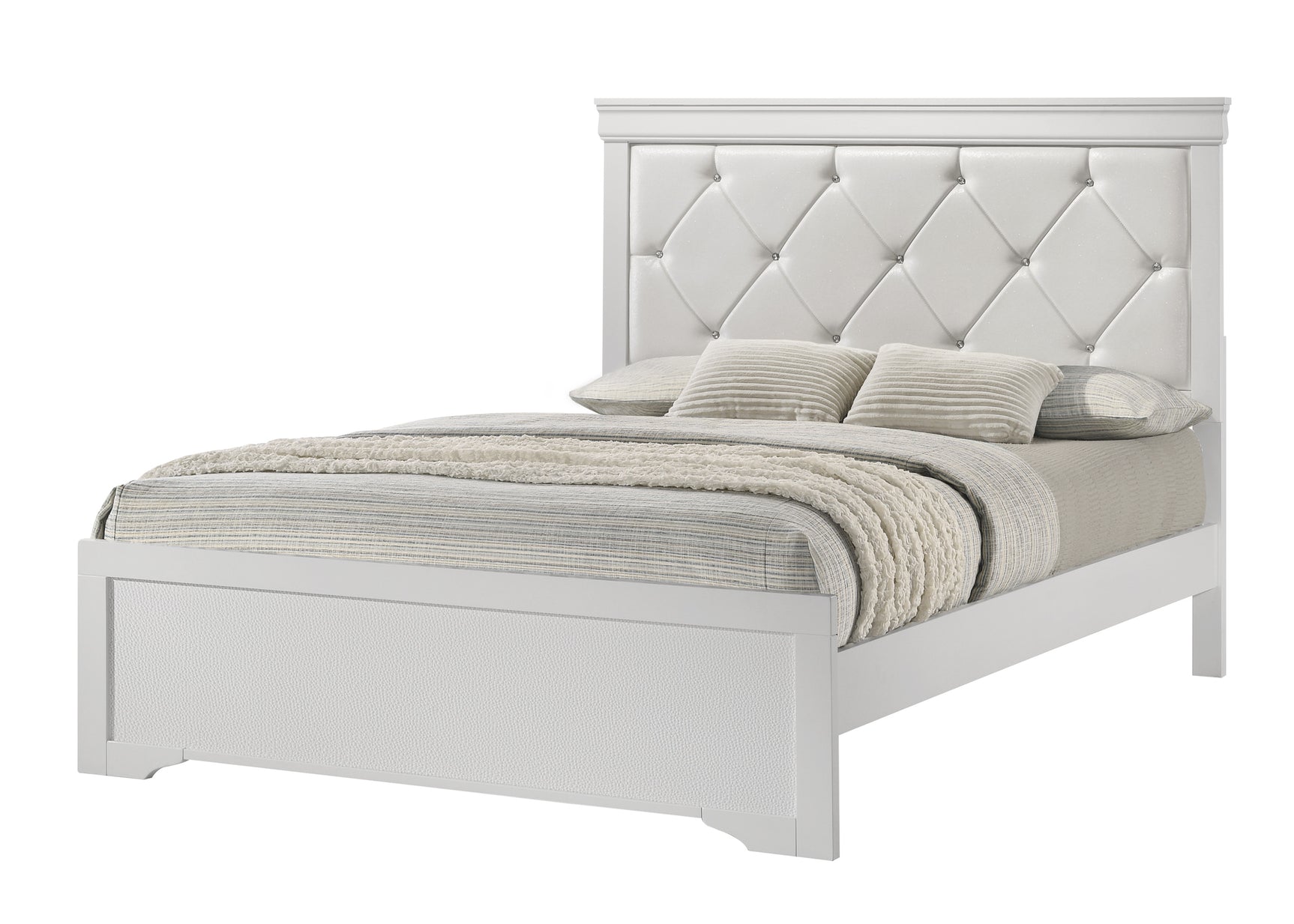 Amalia White Upholstered Panel Bedroom Set - Ornate Home
