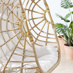 Amalie Natural/White Wicker Rattan Outdoor Patio Rattan Swing Chair - Ornate Home