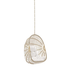 Amalie Natural/White Wicker Rattan Outdoor Patio Rattan Swing Chair without Stand - Ornate Home