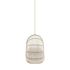 Amalie Natural/White Wicker Rattan Outdoor Patio Rattan Swing Chair without Stand - Ornate Home