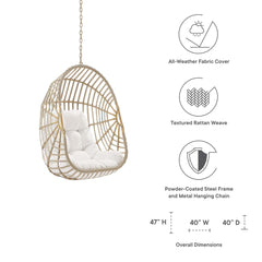 Amalie Natural/White Wicker Rattan Outdoor Patio Rattan Swing Chair without Stand - Ornate Home