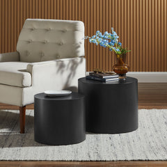 Amani Black Round Nesting Coffee Tables (Set of 2) - Ornate Home