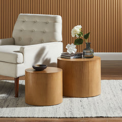 Amani Natural Round Nesting Coffee Tables (Set of 2) - Ornate Home