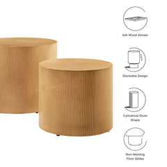Amani Natural Round Nesting Coffee Tables (Set of 2) - Ornate Home