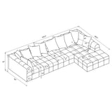 Amara Ivory 3-Piece Upholstered Sectional Sofa - Ornate Home