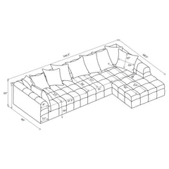 Amara Ivory 3-Piece Upholstered Sectional Sofa - Ornate Home