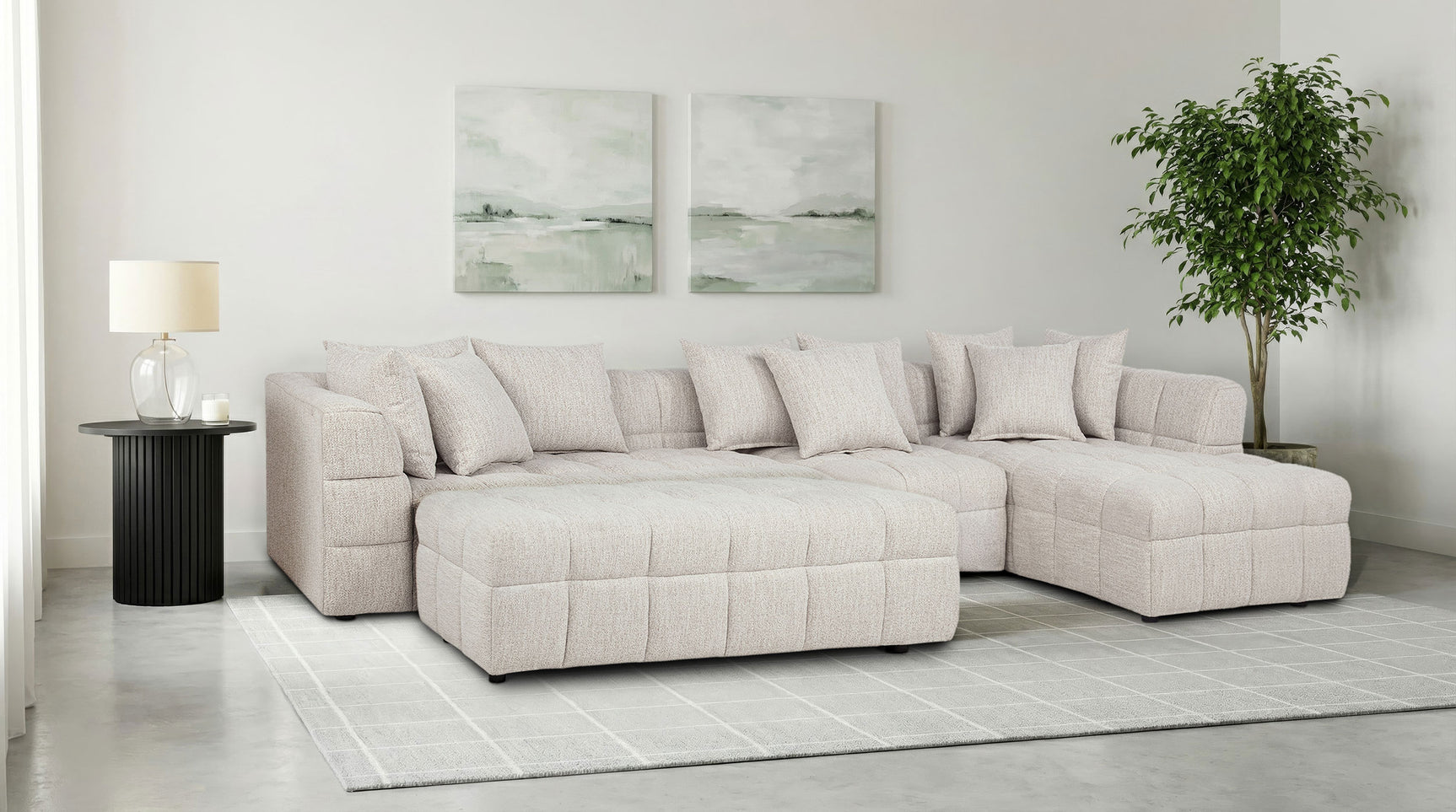 Amara Ivory 4-Piece Upholstered Sectional Sofa - Ornate Home