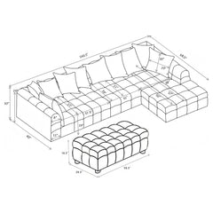 Amara Ivory 4-Piece Upholstered Sectional Sofa - Ornate Home