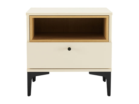 Amara Nightstand in Cream and Natural Oak - Ornate Home