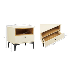 Amara Nightstand in Cream and Natural Oak - Ornate Home