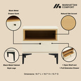 Amara Nightstand in Cream and Natural Oak - Ornate Home