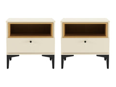 Amara Nightstand in Cream and Natural Oak (set of 2) - Ornate Home