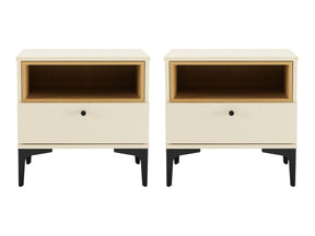 Amara Nightstand in Cream and Natural Oak (set of 2) - Ornate Home