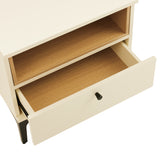 Amara Nightstand in Cream and Natural Oak (set of 2) - Ornate Home