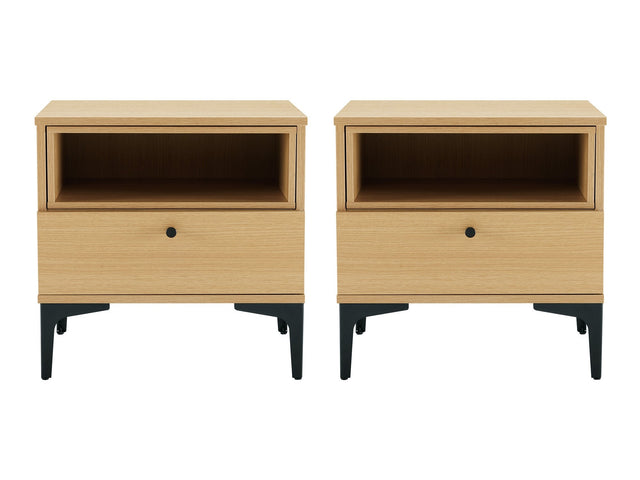 Amara Nightstand in Natural Oak (set of 2) - Ornate Home