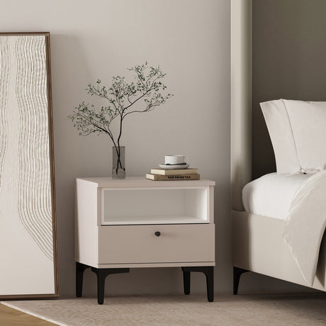 Amara Nightstand in Pale Rose and White - Ornate Home