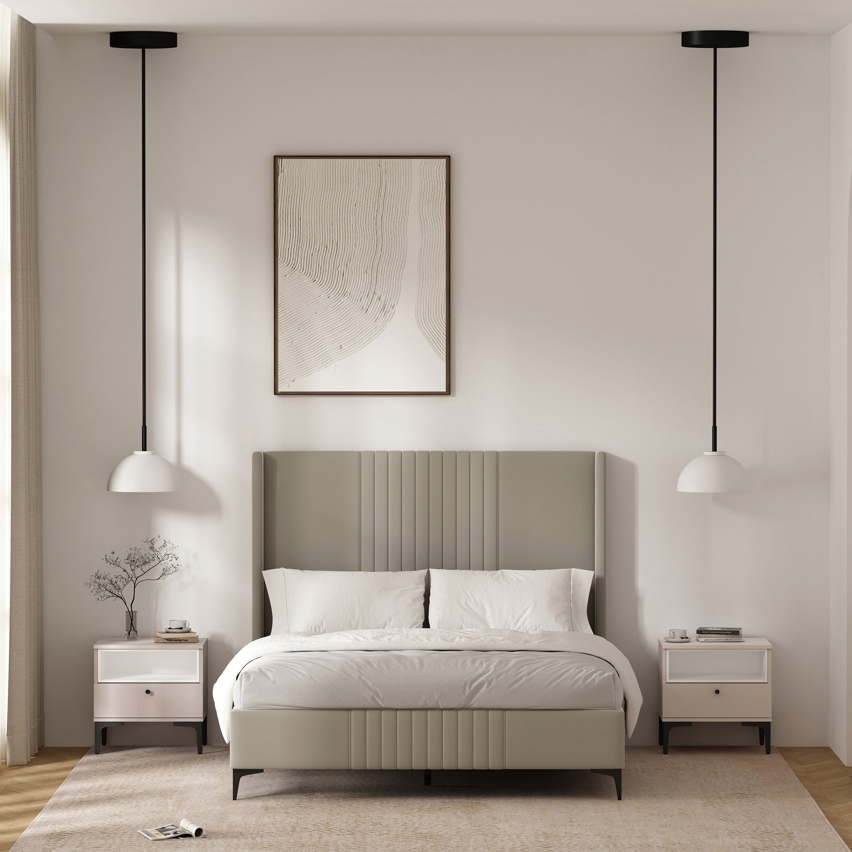 Amara Nightstand in Pale Rose and White (set of 2) - Ornate Home