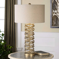 Amarey Brown/Silver Metal Ring Table Lamp - Ornate Home