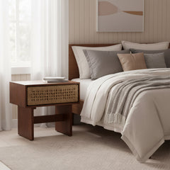 Amaria Natural & Walnut Nightstand - Ornate Home